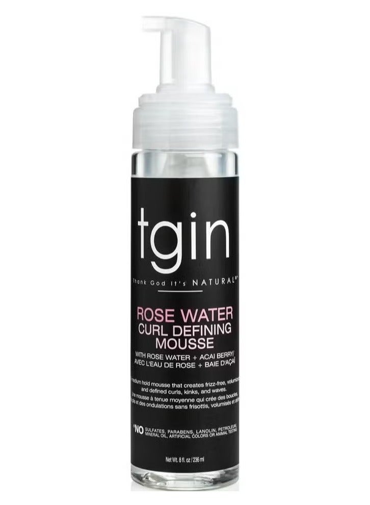 Thank God It's Natural Rose Water Sulfate-Free Defining Mousse for Natural Hair for Curls - Kinks - Waves With Rose Water + Acai Berry 236ML
