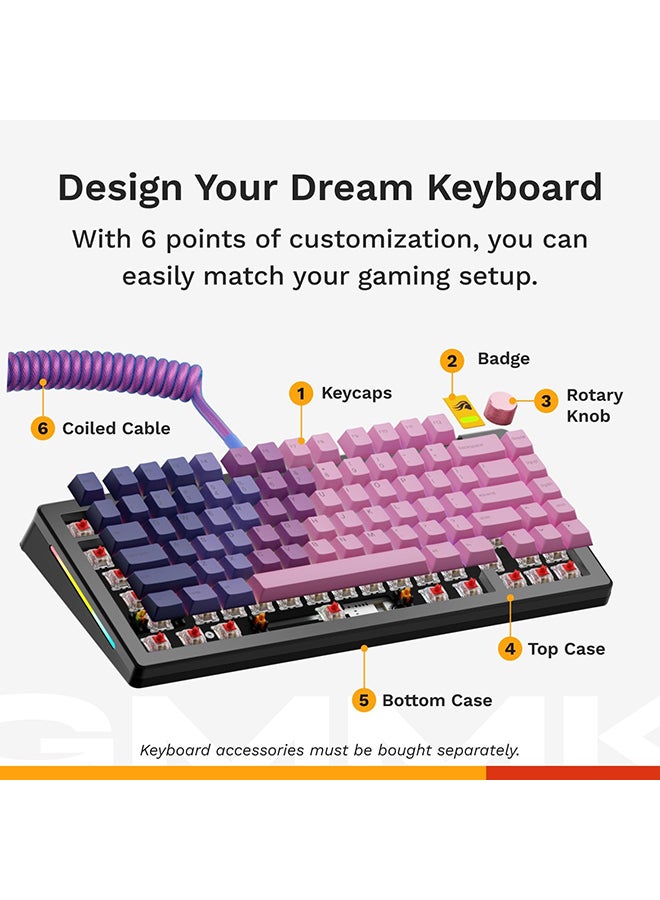 Glorious Gaming - GMMK 3 Custom Mechanical Gaming Keyboard with Knob, 75% Tenkeyless Keyboard, Modular Gasket System, Doubleshot PBT Keycaps, Aluminum Switch Plate, Hotswappable Switches, ANSI (Black) - Image 2