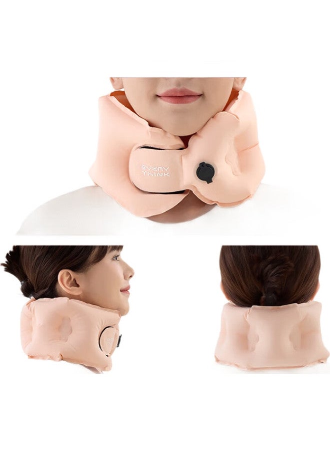 Everythink Inflatable U-Shaped Pillow, Portable Travel Neck Support For Airplane, Press-To Foldable Neck Cushion For Business Trips - Image 2