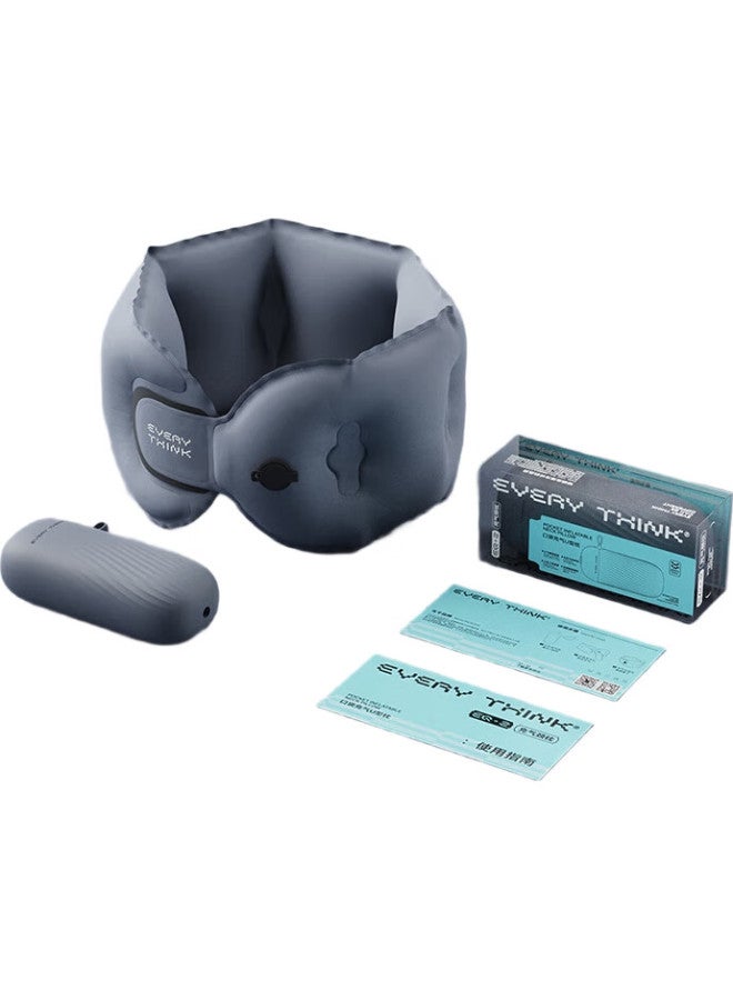 Everythink Inflatable U-Shaped Pillow, Portable Travel Neck Support For Airplane, Press-To Foldable Neck Cushion For Business Trips - Image 1