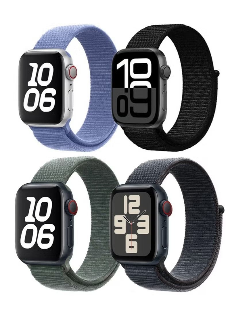 4 Pack Nylon Replacement Wrist Band for Apple Watch Series 11 Series 10 46mm, Compatible with Apple Watch 42mm/44mm/45mm/46mm/49mm, for iWatch Ultra Series 11 10 9 8 SE 7 6 5 4 3 2 1 ﻿Smartwatch strap Accessories - Image 1
