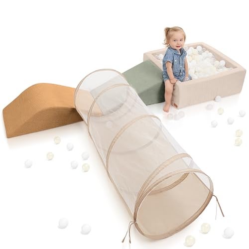 ZICOTO Fun Climbing Toy Set for Toddlers Aged 13 Incl Crawl Through Tunnel Large Ball Pit Climbing Blocks for Unlimited Indoor Fun Perfect Foam Play Gym for BabyKids to Safely Learn New Skills 