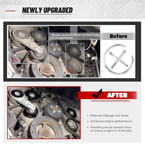FQRANBO 38274 Serpentine Belt Drive Kit Tensioner & Idler Pulley Fits for Ford Expedition F150 F250 F350 Lincoln Navigator Mercury Mountaineer Replaces 90K-38274A 6PK2605 ACK061025 - Image 5