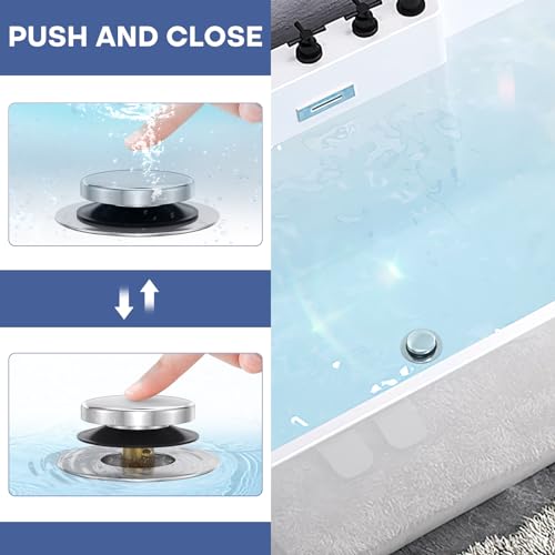 Citymoor Chrome Plated Universal Tip Toe Tub Stopper and Water Stopper, Pop Up Bathtub Drains Plug, Bathroom Bath Tub Drain Stoppers, Replaces Lift and Turn, Tip-Toe and Trip Lever drains for Tub, EZ Install - Image 5