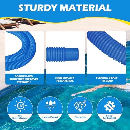 Picatu 3 Pcs 1.25" Pool Hose, 59" Long Accessory Pool Pump Replacement Hoses, Compatible with All Above Ground Pool Filter Pumps that Use 1 1/4 Diameter Hoses - Image 3