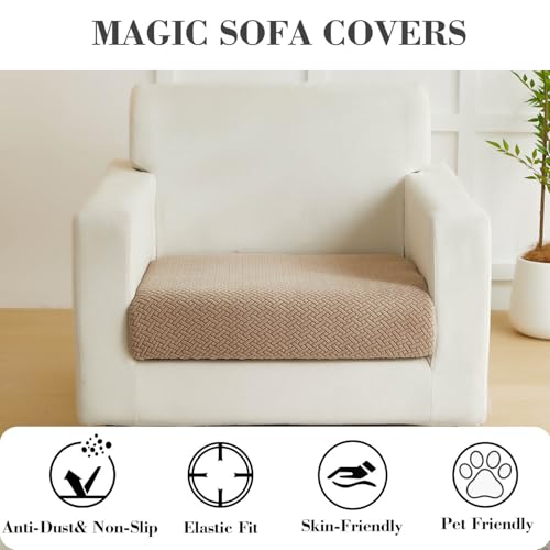 Disayu Magic Sofa Covers Couch Covers 2024 New Couch Cushion Covers Universal Sofa Covers Washable Stretch Slipcovers for Sectional Sofa (Texture Light Coffee,Large Single Seat Cover) - Image 3