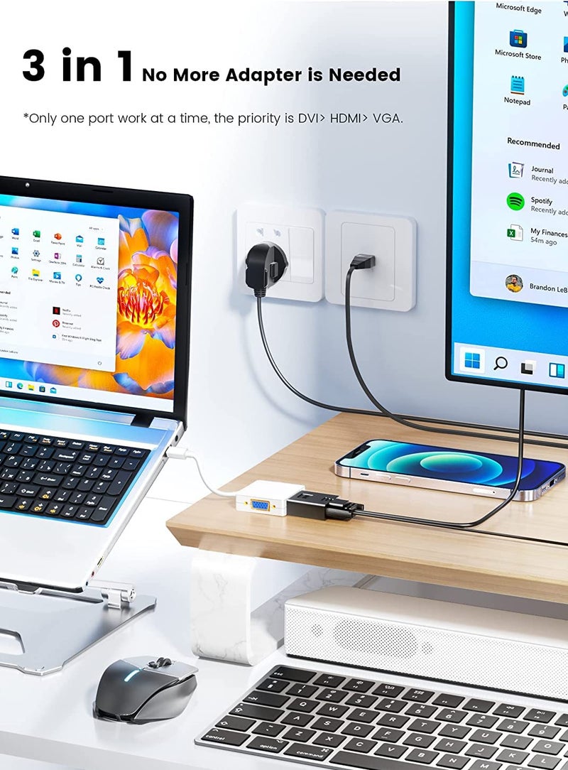 Tobo Mini DisplayPort to HDMI VGA DVI, Thunderbolt 2 VGA HDMI DVI Microsoft Surface Pro 6 5 4 3 Display Adapter Compatible with Mac MacBook Pro Air MS Surface Book, ThinkPad a TV-TD-191TC. - Image 3