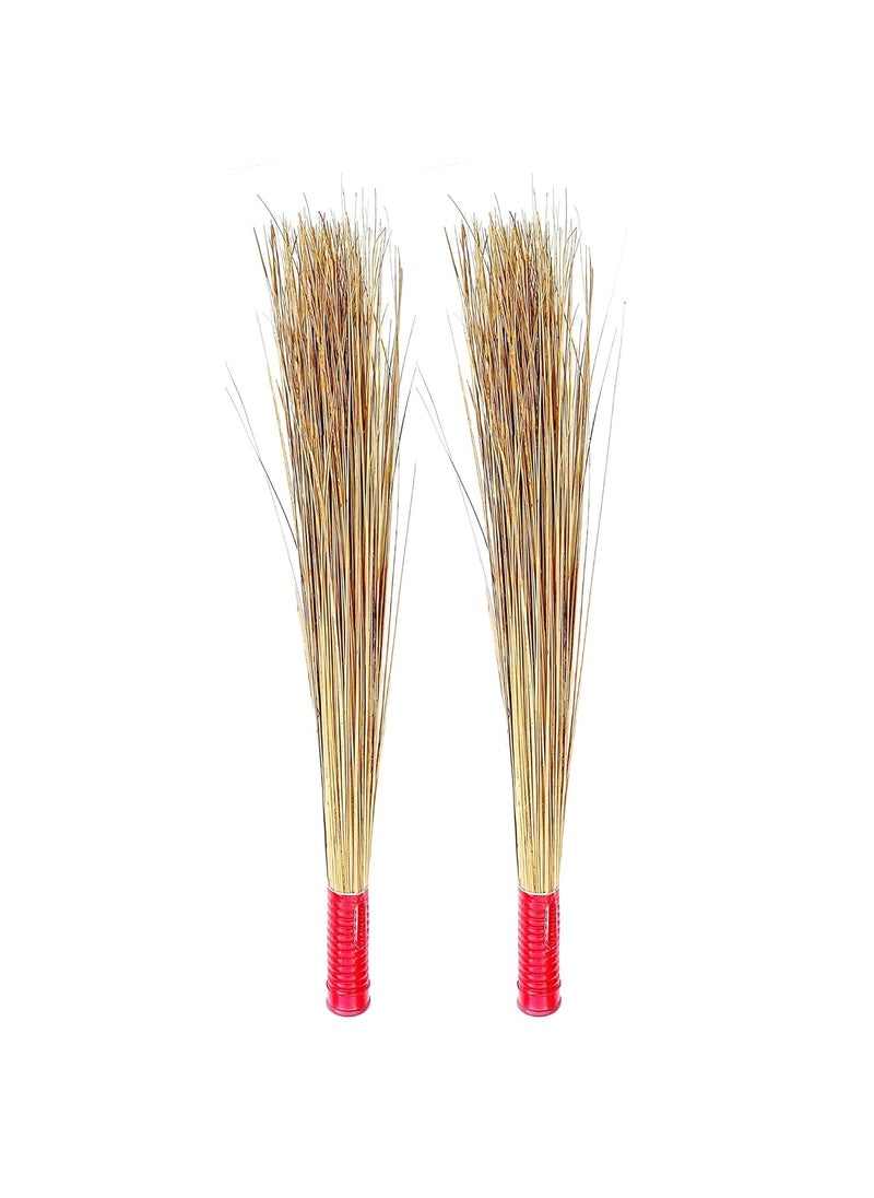 Day 2 Day Basis Day 2 Day Basis Traditional Coconut Fiber Broom Stick I 35 Inch Long I Washable Seekh Jhaadu I Firm Comfortable Plastic Grip I Ideal for Wet Surface Cleaning I 360GMS Pack of 2 