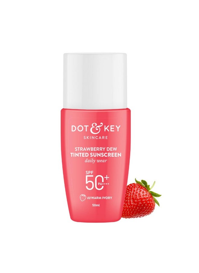 Dot & Key Dot & Key Strawberry Dew Tinted Sunscreen SPF 50+ Pa++++ - 02 Warm Ivory | Protection Against UA/UB | Broad Spectrum, Water & Sweat resistant | For All Skin Types | 50ml  - Image 1