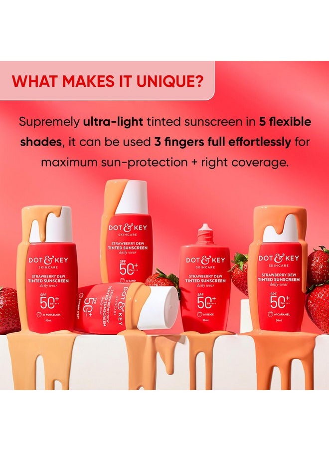 Dot & Key Dot & Key Strawberry Dew Tinted Sunscreen SPF 50+ Pa++++ - 02 Warm Ivory | Protection Against UA/UB | Broad Spectrum, Water & Sweat resistant | For All Skin Types | 50ml  - Image 3
