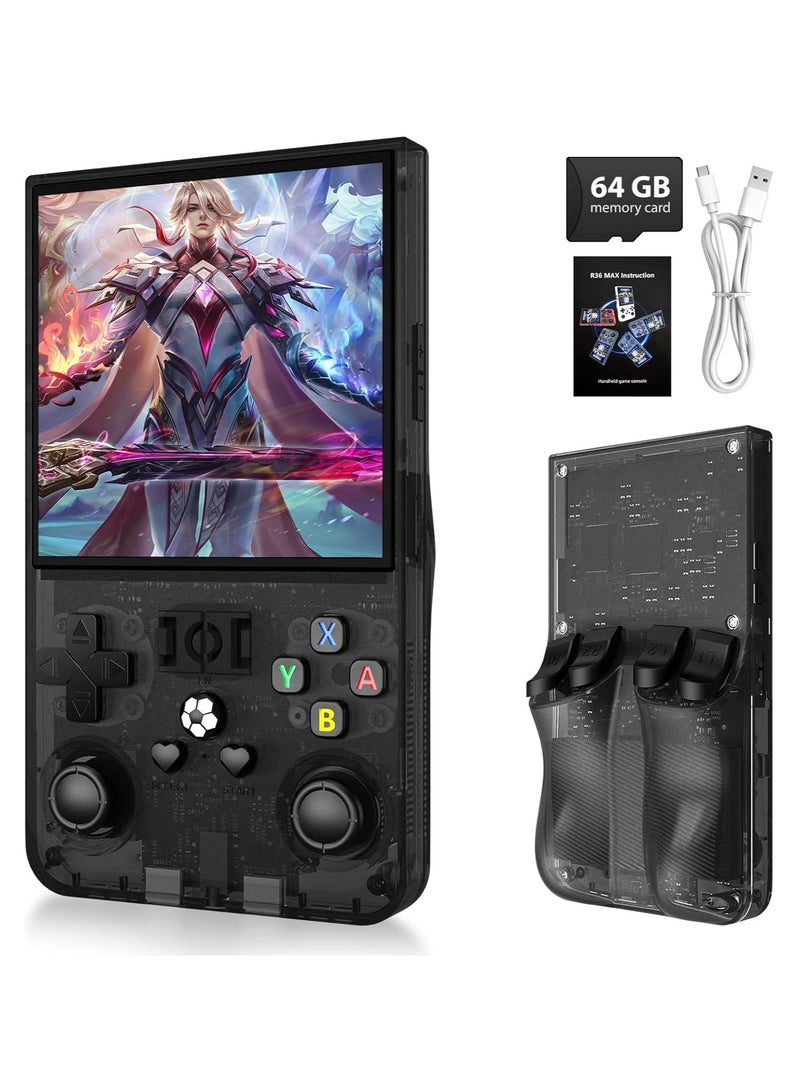 بلو فاير R36MAX كونسول ألعاب رجعي محمول - شاشة 4.0 بوصة IPS عالية الدقة، ذاكرة 64 جيجابايت، 18000+ لعبة مدمجة، نظام لينكس، بطارية 4000 مللي أمبير، جهاز ألعاب كلاسيكي للكبار والأطفال (لون أبيض فاتح) - Image 1