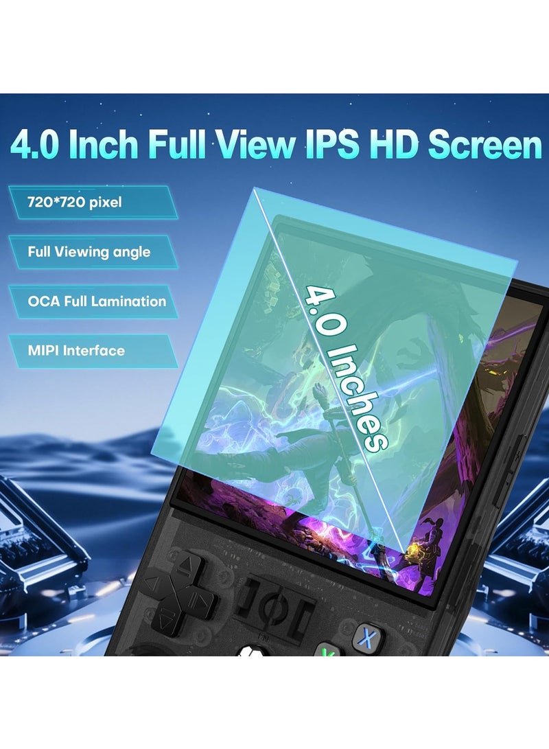 بلو فاير R36MAX كونسول ألعاب رجعي محمول - شاشة 4.0 بوصة IPS عالية الدقة، ذاكرة 64 جيجابايت، 18000+ لعبة مدمجة، نظام لينكس، بطارية 4000 مللي أمبير، جهاز ألعاب كلاسيكي للكبار والأطفال (لون أبيض فاتح) - Image 2