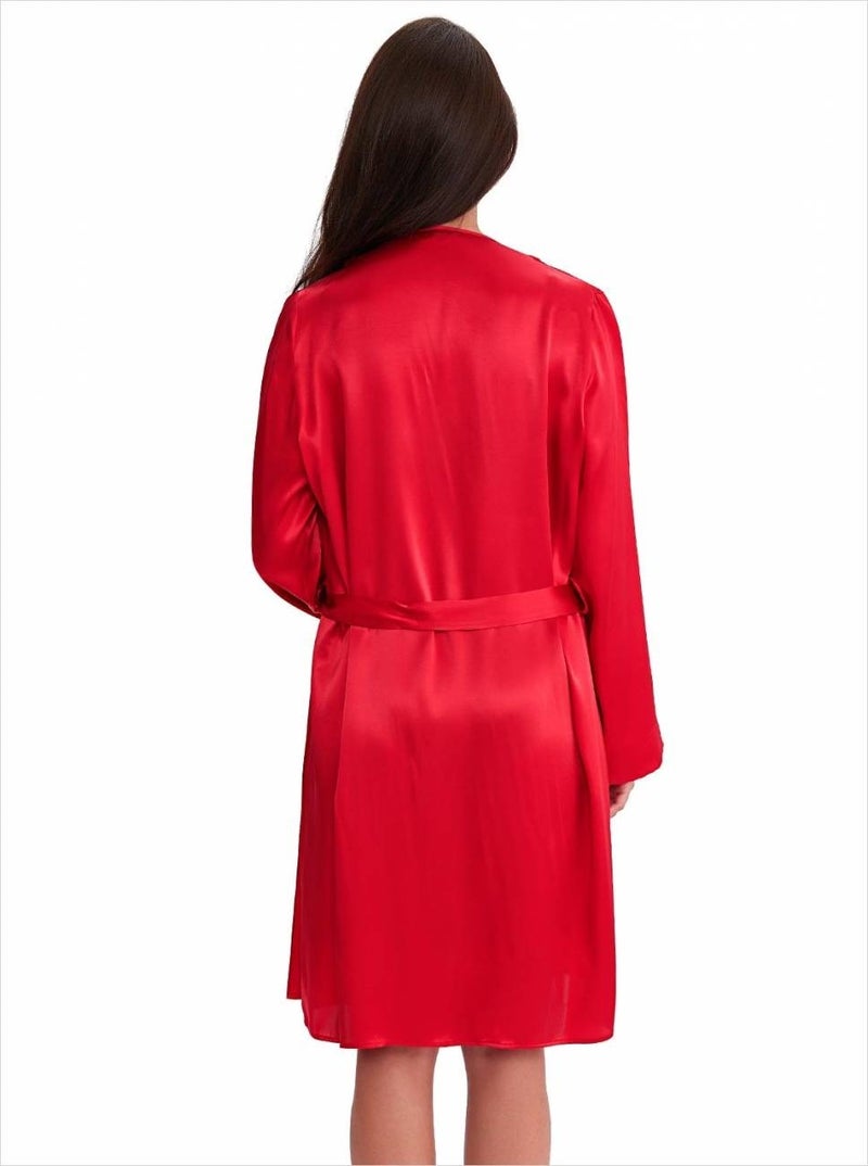 Ayyıldız Crescent Star 815 Red Satin Dressing Gown  - Image 2