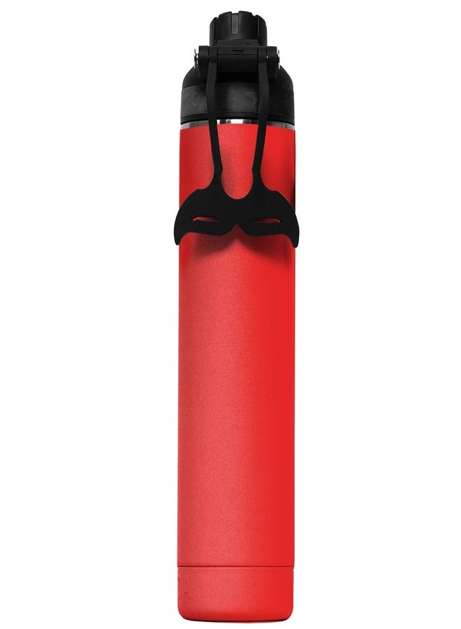 ORCA Hydra 22 oz. 18/8 Stainless Steel Insulated Water Bottle, Screw Top Sports Bottle, Powder Coated, with Silicone Grip Whale Tale Handle, Top Rack Dishwasher Safe - Red - Image 2
