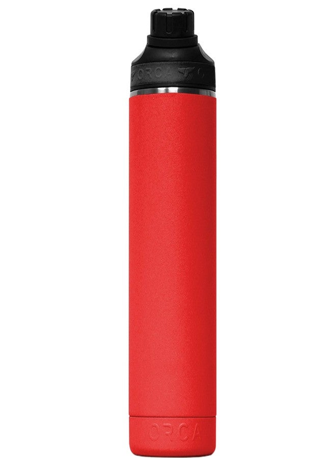 ORCA Hydra 22 oz. 18/8 Stainless Steel Insulated Water Bottle, Screw Top Sports Bottle, Powder Coated, with Silicone Grip Whale Tale Handle, Top Rack Dishwasher Safe - Red - Image 3