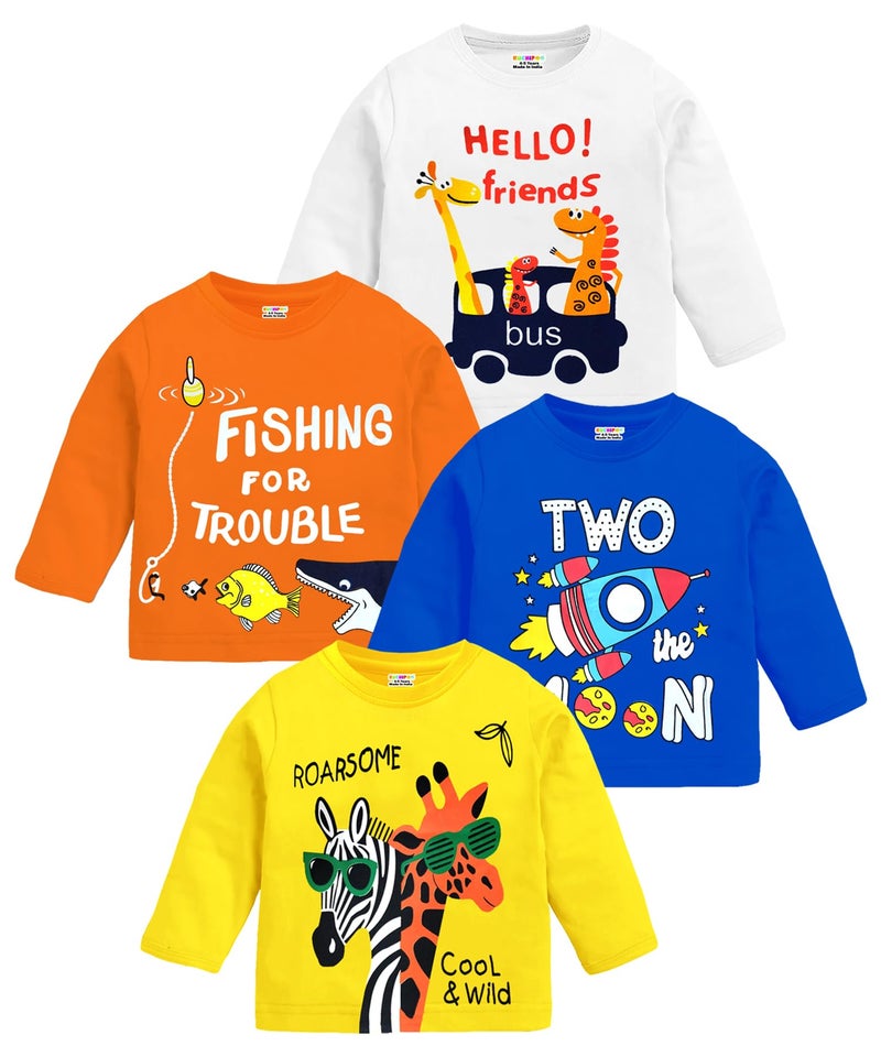 Kuchipoo Boys Regular Fit Full Sleeves Cotton T-Shirts (KUC-TSHRT-505, 5-6 Years, Multi-Colored) - Image 1