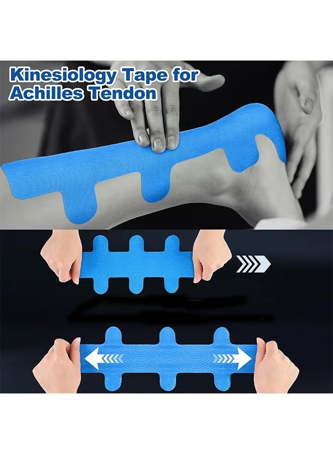 KANGLI 4 Pcs Achilles Tendonitis Kinesiology Tape Precut Achilles Tendon Ankle Tape Latex Free for Sprained Ankle Relief Muscle Support Foot Pain Athletic Sport - Image 4
