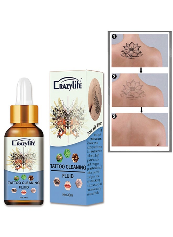 Crazylife Tattoo Cleaning Fluid，Tattoo Removal Serum, Natural Seaweed Painless Tattoo Cleanser, Permanently Removes Tattoos And Safely Moisturizes The Skin (30ml) - Image 1