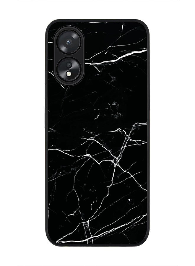 Stylizedd Rugged Black Edge case for Oppo A18 / Oppo A38, Slim fit Soft Case Flexible Rubber Edges Anti Drop TPU Gel Thin Cover - Marble Print Black - Image 1