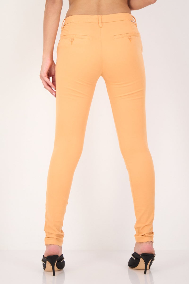 Reiko Women Regular Fit Solid Chino Pants, Light Orange - Image 3
