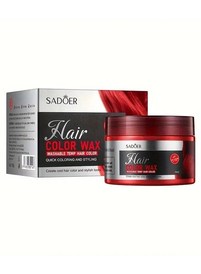 SADOER Hair Color Wax: Fast Coloring, Easy Styling, Suitable for Boys and Girls - Washable Temp Hair Color RED - Image 1