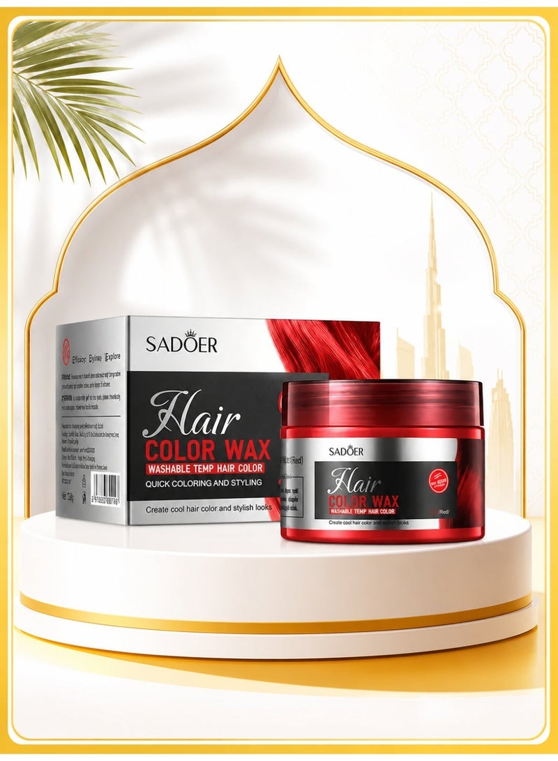 SADOER Hair Color Wax: Fast Coloring, Easy Styling, Suitable for Boys and Girls - Washable Temp Hair Color RED - Image 1