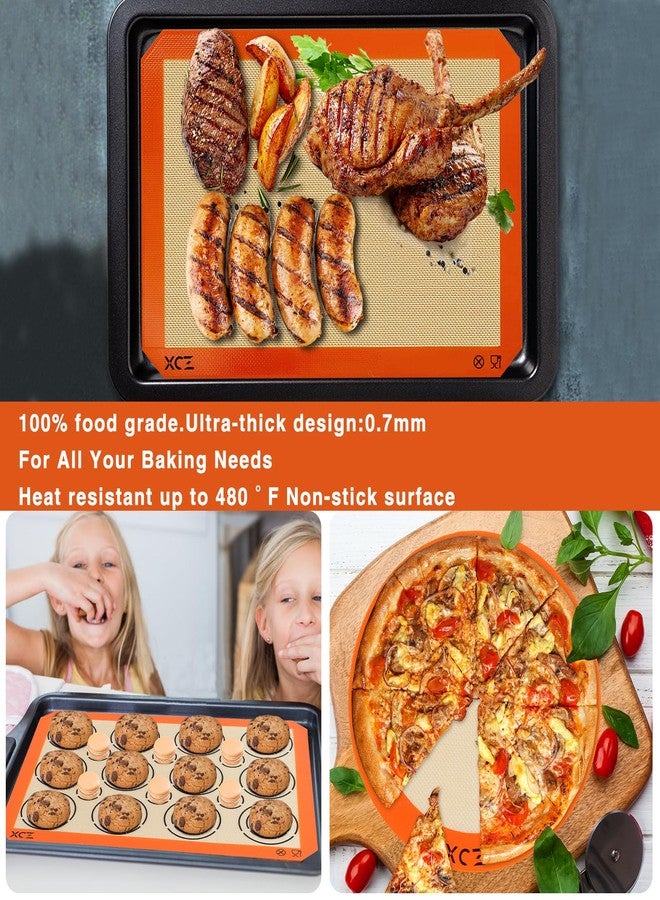 XCZ Silicone Baking Mat Sheets Set, Easy Clean &Non-Stick Food Grade Reusable Baking Mats, 1 Half Sheet Cookie & Macaron mat + 1Half Sheet baking mat +1 Quarter sheet+1 Round cake Mats - Image 4