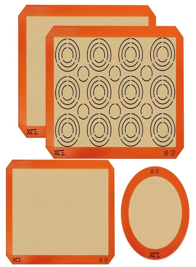 XCZ Silicone Baking Mat Sheets Set, Easy Clean &Non-Stick Food Grade Reusable Baking Mats, 1 Half Sheet Cookie & Macaron mat + 1Half Sheet baking mat +1 Quarter sheet+1 Round cake Mats - Image 1