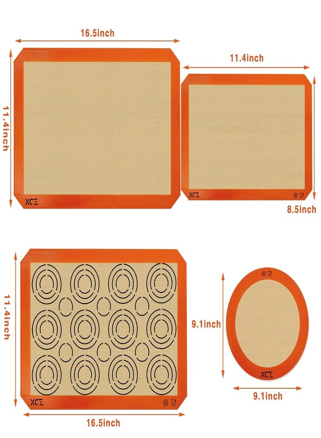 XCZ Silicone Baking Mat Sheets Set, Easy Clean &Non-Stick Food Grade Reusable Baking Mats, 1 Half Sheet Cookie & Macaron mat + 1Half Sheet baking mat +1 Quarter sheet+1 Round cake Mats - Image 2