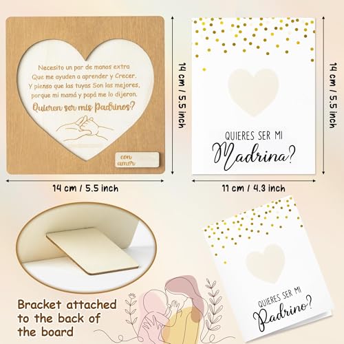 CJiangpo 3Pcs Will You Be My Godparents Proposal Gift Madrina Padrino Proposal Gift in Spanish Godmother Godfather Card Ideas from Godchild God Parents Announcement Baptism Present - Image 3
