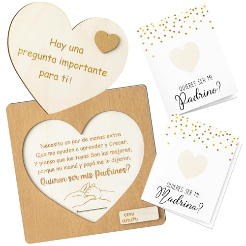 CJiangpo 3Pcs Will You Be My Godparents Proposal Gift Madrina Padrino Proposal Gift in Spanish Godmother Godfather Card Ideas from Godchild God Parents Announcement Baptism Present - Image 1
