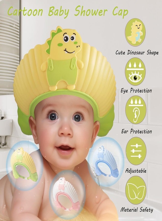 TinyGuardian Baby Shower Cap Shield, Shower Cap for Kids, Visor Hat for Eye and Ear Protection for 0-9 Years Old Children, Cute Little Dinosaur Shape Makes The Baby Bath More Fun (Yellow) - Image 2