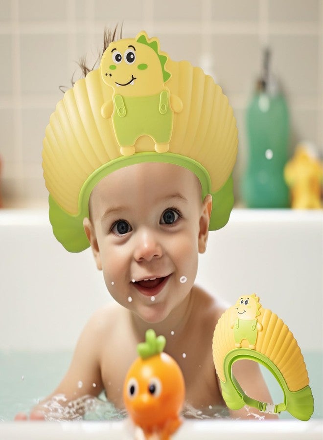 TinyGuardian Baby Shower Cap Shield, Shower Cap for Kids, Visor Hat for Eye and Ear Protection for 0-9 Years Old Children, Cute Little Dinosaur Shape Makes The Baby Bath More Fun (Yellow) - Image 1