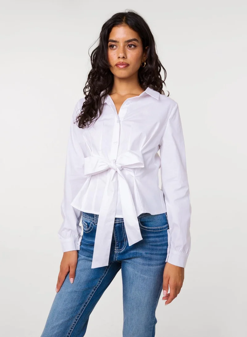 بينك فانيلا Tie Front Shirt