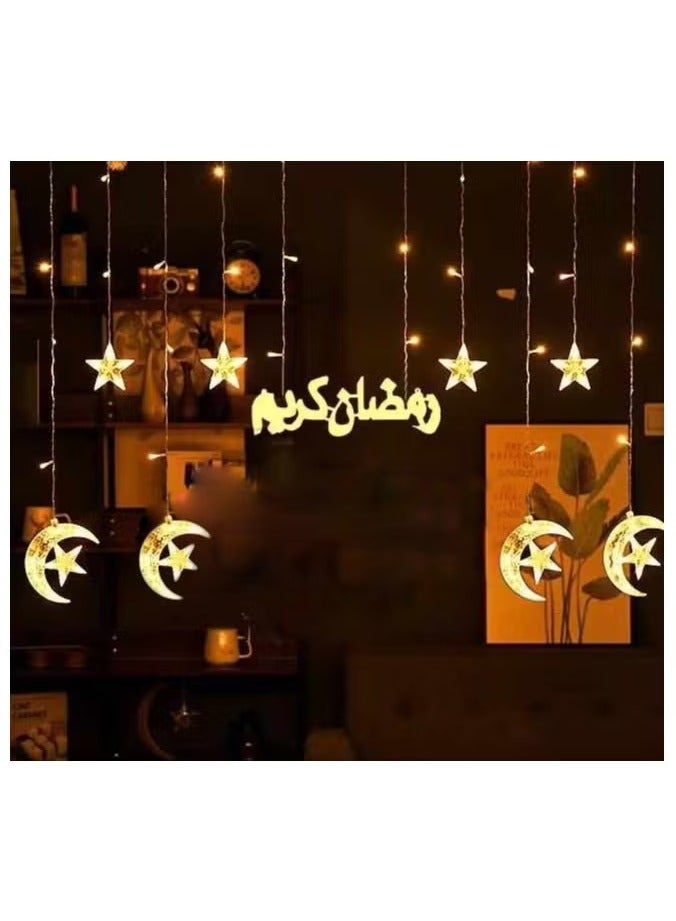 Moon Star Eid LED Ramadan is a new decoration Lights Arabian Ramadan Kareem fairy Light Garland Curtain For Indoor - Image 2