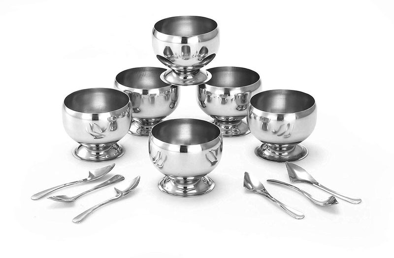 RRJ Stainless Steel Premium Dessert Cups Serving Bowl for Ice Cream Salad Fruit Pudding Set of 6150 ML - Image 1