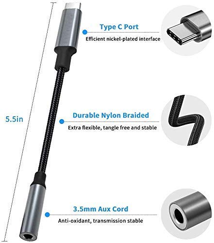 Punnkk USB C to 3.5mm Jack Cable Type C to 3.5mm Aux Earphone Audio Mic cable for Mobile Phone - Image 2
