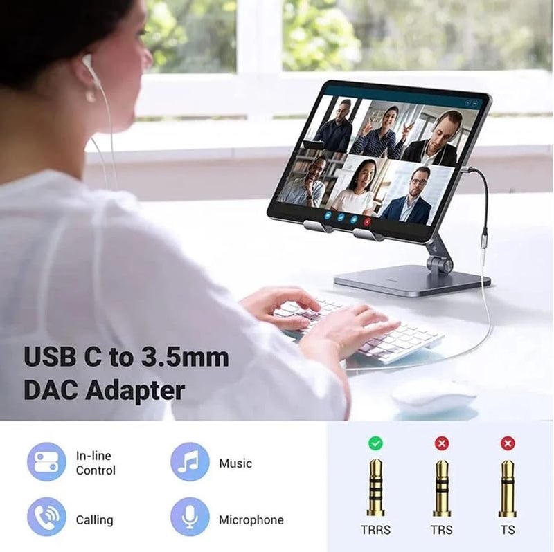 Punnkk USB C to 3.5mm Jack Cable Type C to 3.5mm Aux Earphone Audio Mic cable for Mobile Phone - Image 3