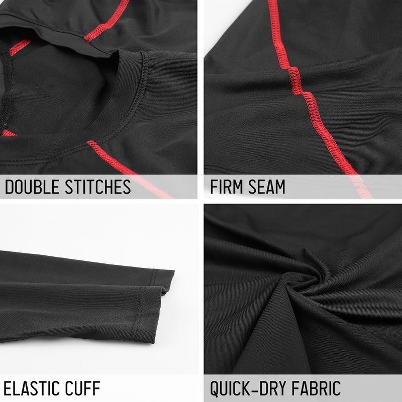 Men Compression Shirts 3 PCS Elastic Quick Dry Base Layer O-Neck Long Sleeve Sport T-Shirt Tops Workout Fitness - Image 5