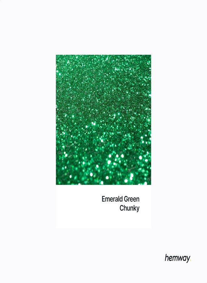 Hemway Craft Glitter Shaker 130g / 4.6oz Glitter for Arts, Crafts, Resin, Tumblers, Nails, Painting, Decoration, Festival, Cosmetic, Body - Chunky (1/40" 0.025" 0.6mm) - Emerald Green - Image 2