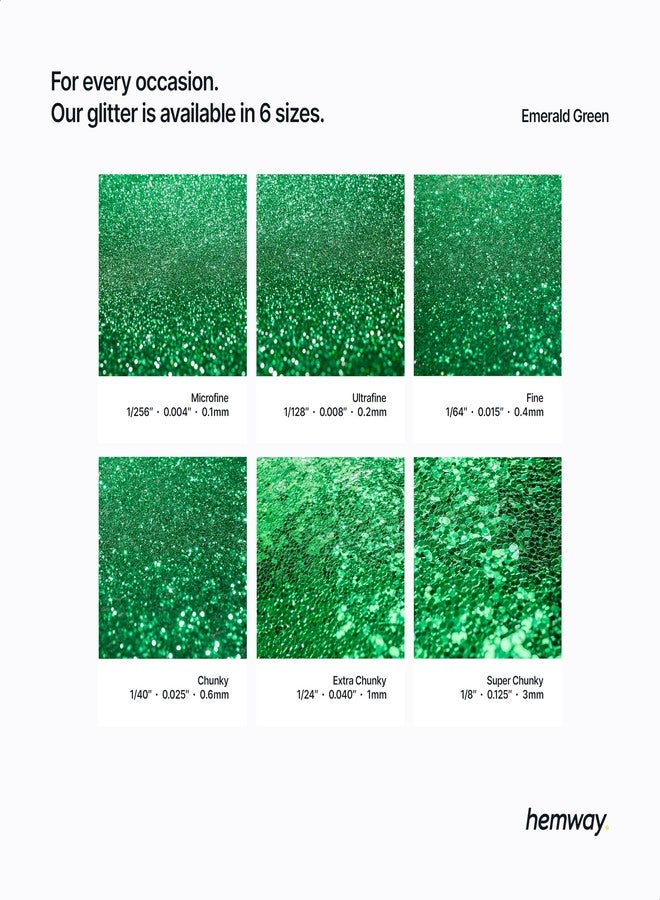 Hemway Craft Glitter Shaker 130g / 4.6oz Glitter for Arts, Crafts, Resin, Tumblers, Nails, Painting, Decoration, Festival, Cosmetic, Body - Chunky (1/40" 0.025" 0.6mm) - Emerald Green - Image 3