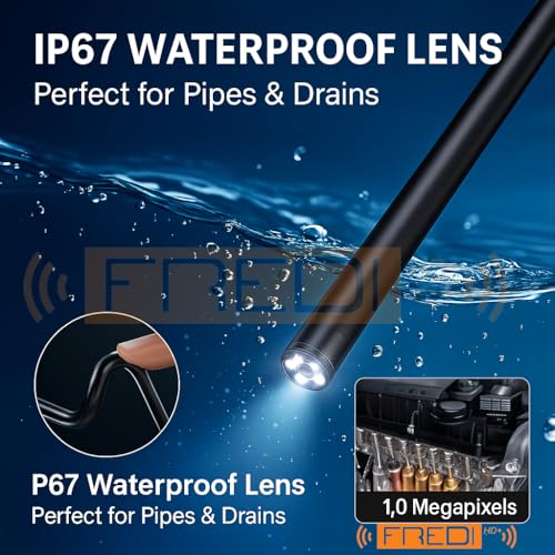 FREDI HD PLUS Non WiFi Endoscope Camera with Light | 1080P HD Borescope with 8 Lights | Waterproof 16.4FT Semi-Rigid Cord for Pipe Inspection | Industrial Endoscope for Phones - Image 5