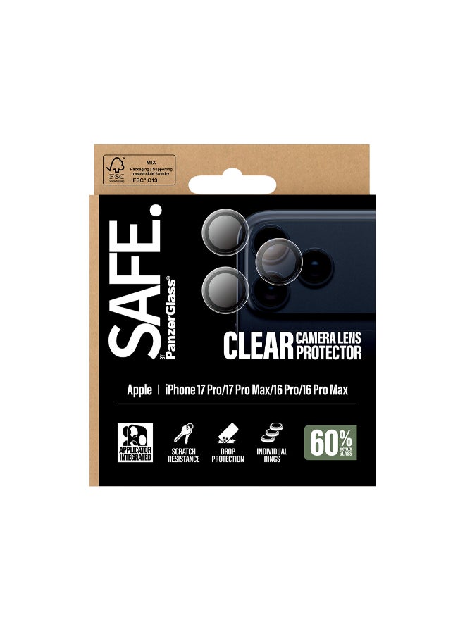 SAFE iPhone 17 Pro Max / 17 Pro / 16 Pro Max / 16 Pro Camera Lens Protector Hoops, Rings w/ High Clarity, Anti-Scratch Anti-Fingerprint, No Image Distortion, Easy Install, Transparent - Image 2