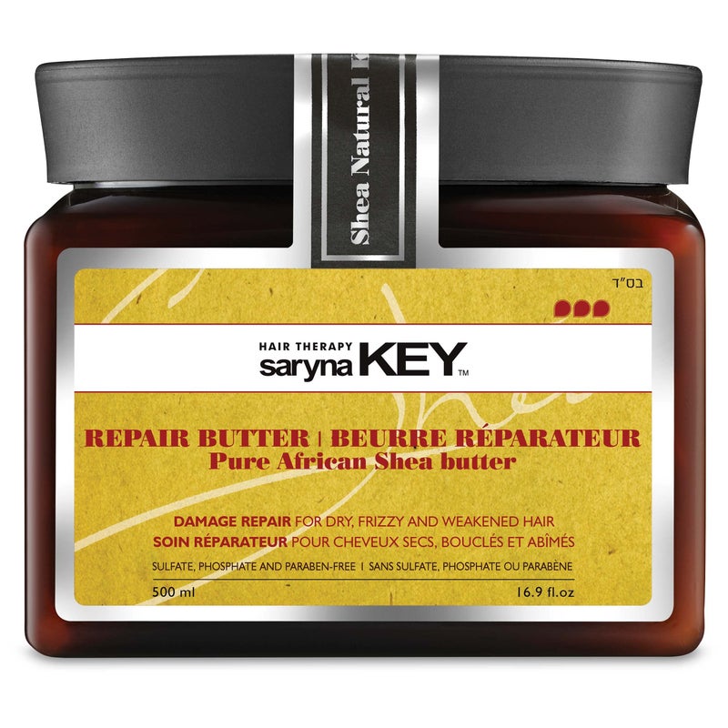 Saryna Key Damage Repair Treatment Butter Mask - African Shea Butter for Dry Hair Treatment - Rejuvenating Butter Moisturizer with Natural Keratin and Vitamins A, E, F (500ml/16.9oz) - Image 1