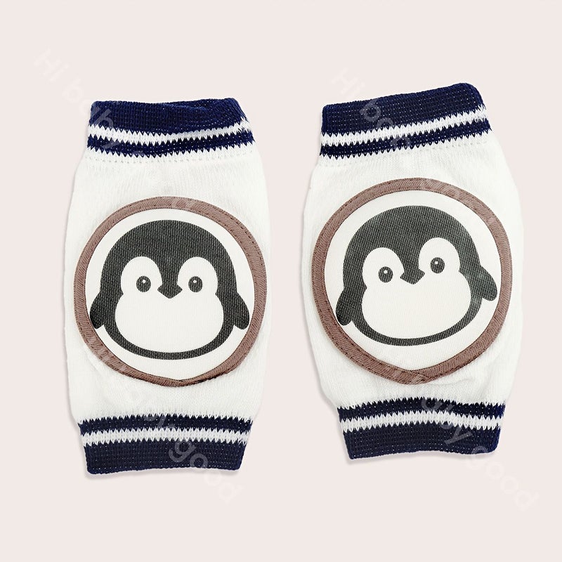 Ultra Soft Breathable Baby Knee And Elbow Protectors Non Slip Anti Collision Tumble Proof Infant Safety Gear Dark Blue Penguin - Image 2