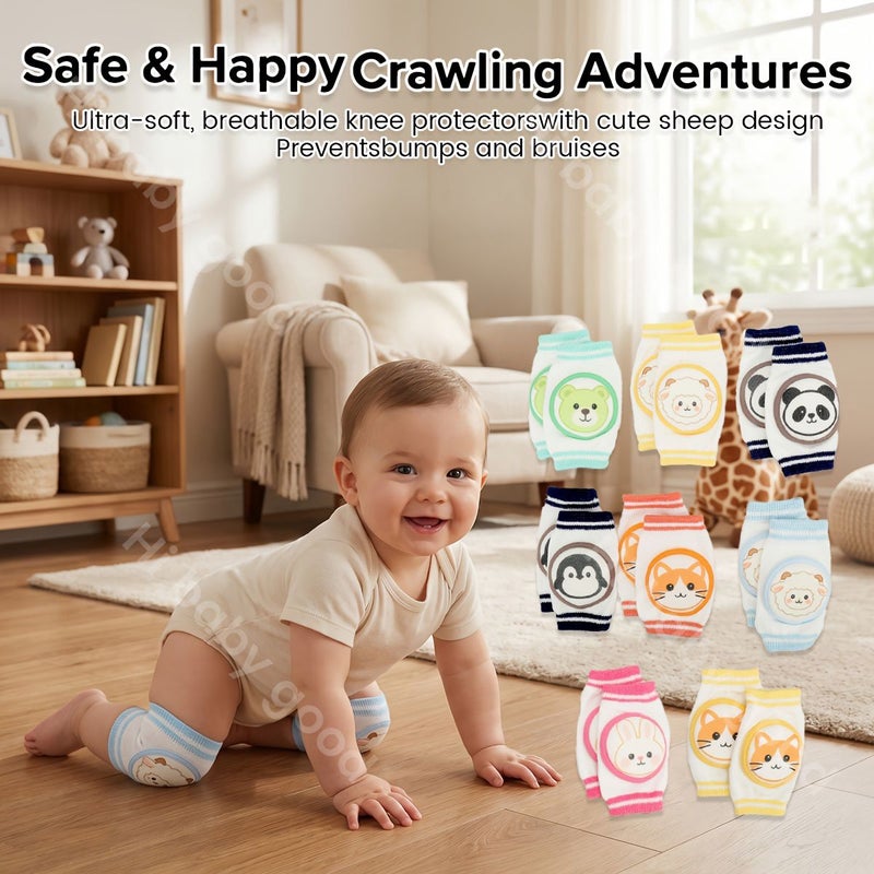 Ultra Soft Breathable Baby Knee And Elbow Protectors Non Slip Anti Collision Tumble Proof Infant Safety Gear Dark Blue Penguin - Image 1
