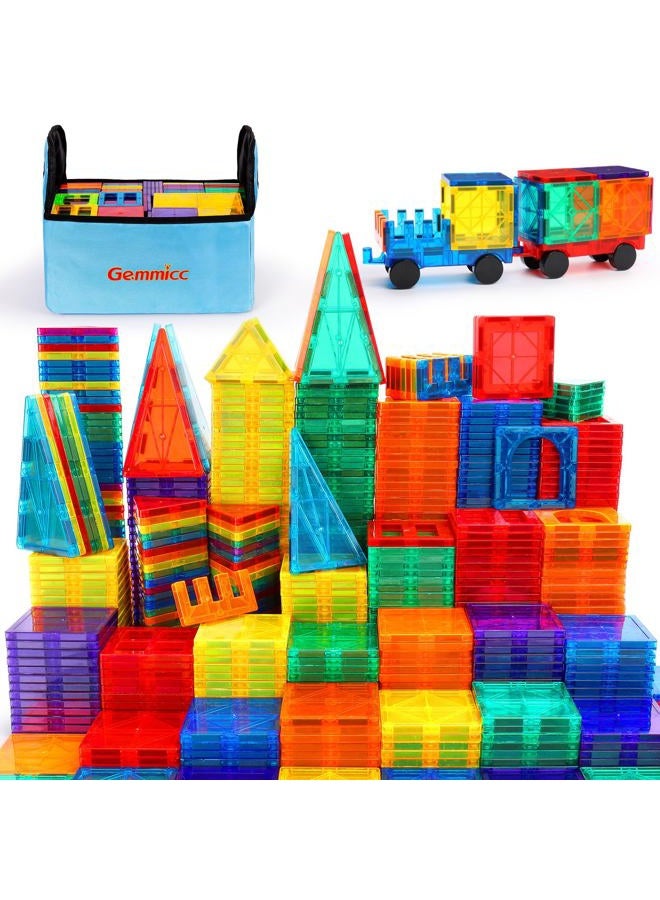 Gemmicc Magnetic Tiles, 126 PCS + Storage Case, STEM Building Blocks Magnet Toys for Kids,Educational Building Toy Stacking Blocks for Boys Girls,Huge Set with 2 Cars - Image 1