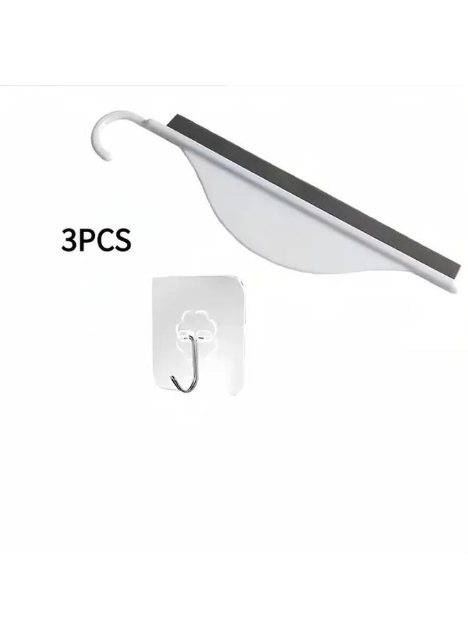 White 3 Pcs Silicone Squeegee With Hook For Glass Doors Mirrors Kitchen Countertops - Image 1