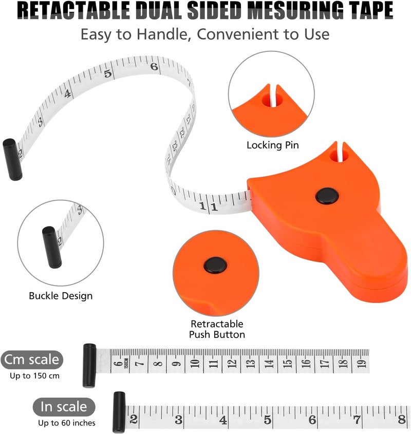 LYTOWN 2 PCS Measuring Tape for Body, Automatic Telescopic Tape Measure for Body Measurement & Weight Loss, Accurate Tape Measure for Tailor, Sewing, Fitness, Handcrafts, Clothes(60inch (150cm) - Image 3