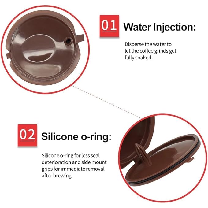 ريحني 6 قطع من أكواب كبسولات القهوة القابلة لإعادة الاستخدام مع مجموعة فلتر قابلة لإعادة التعبئة وفرشاة ملعقة القهوة متوافقة مع ماكينة صنع القهوة - Image 5